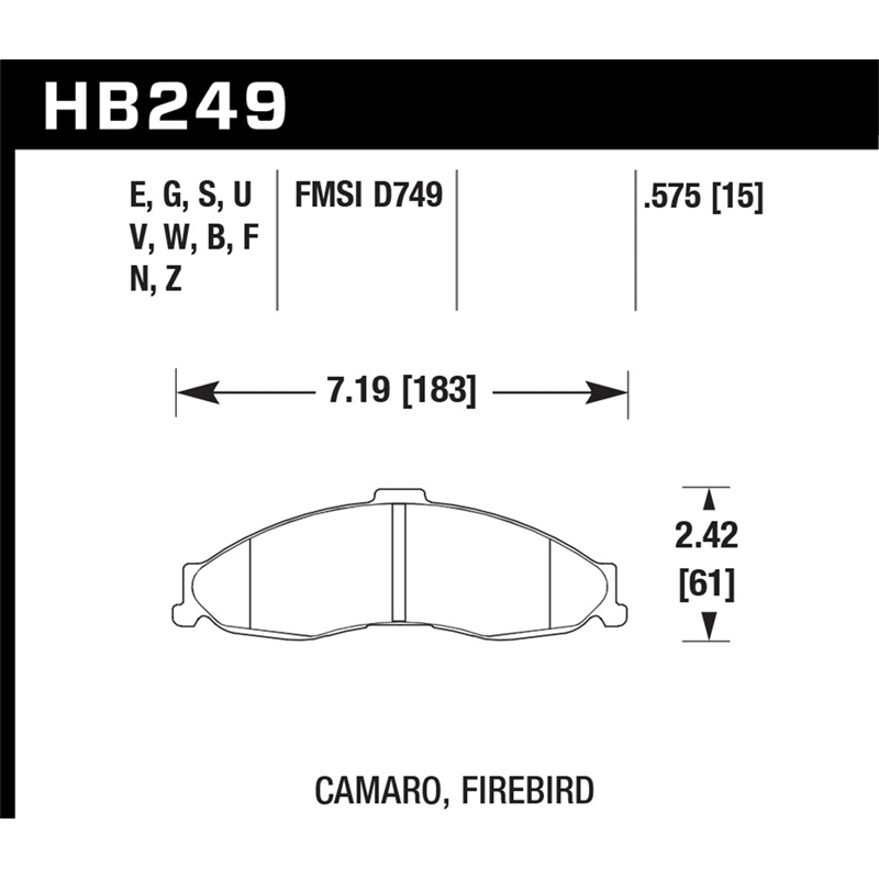 Hawk | HPS 5.0 Disc Brake Pad - Camaro / Firebird 3.8L / 5.7L 1998-2002