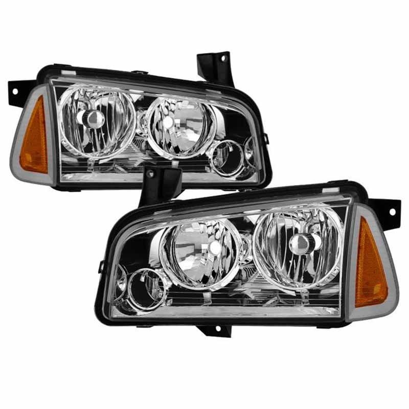 Xtune | Crystal Headlights - HALO - OEM Style - Chrome Xtune Projector Headlight