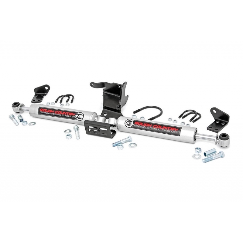 Rough Country | Steering Damper Kit - Gladiator / Wrangler (JK) / Wrangler (JL) 2018-2022 Rough Country Steering Dampers