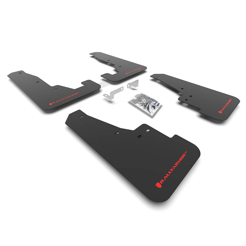 RallyArmor | Black UR Mud Flap Logo Rouge - Durango SXT / GT / R/T / SRT 2016-2024 RallyArmor Garde-boue