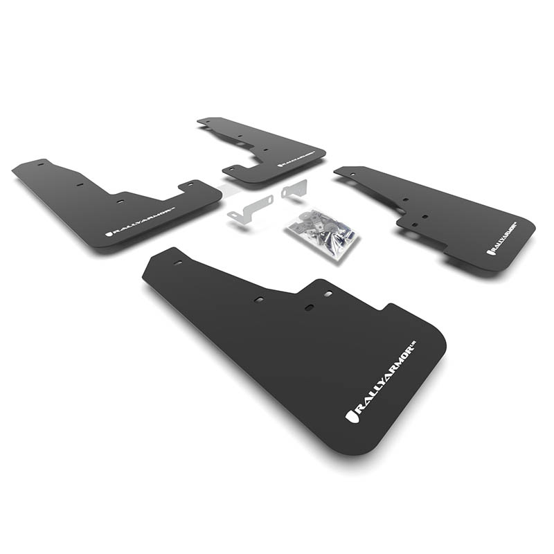 RallyArmor | Black UR Mud Flap White Logo - Durango SXT / GT / R/T / SRT 2016-2024 RallyArmor Mud Flaps