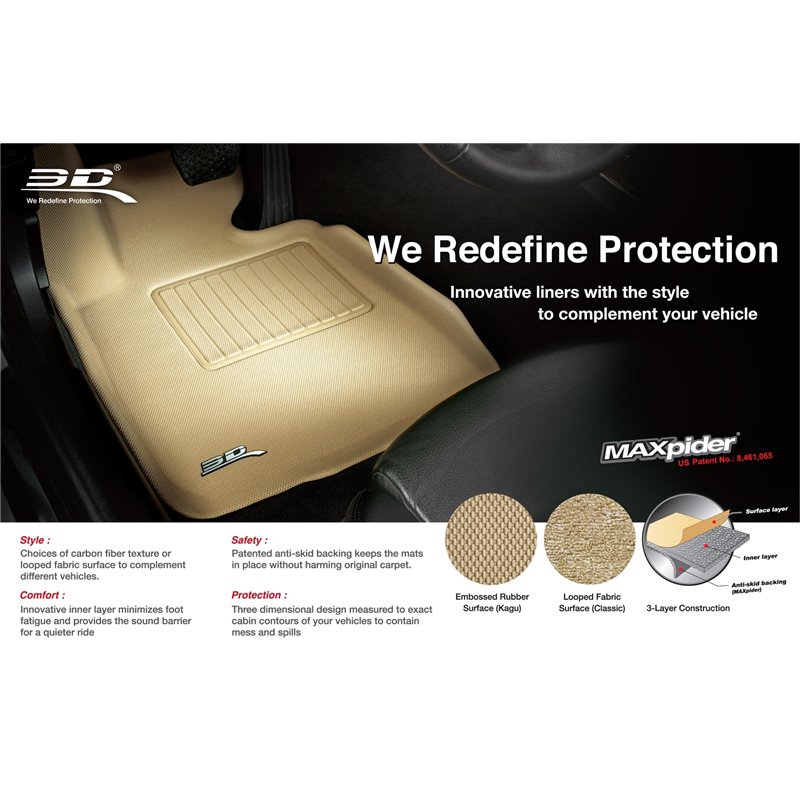 3D Mats | CLASSIC Floor Mat - Arrière - Wrangler (JK) 3.6L / 3.8L 2007-2013 3D Mats Floor Mats