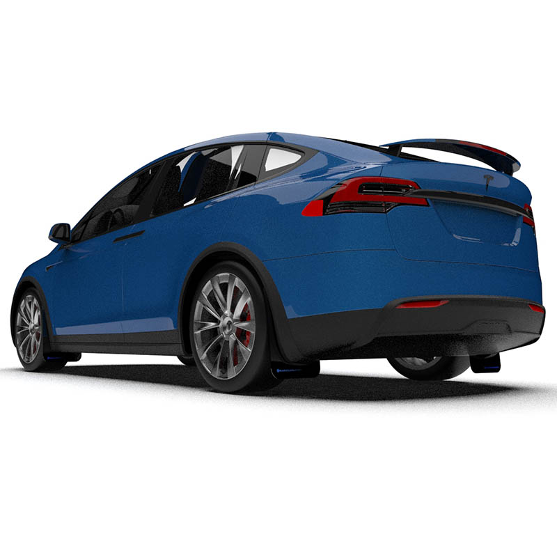 RallyArmor | Black UR Mud Flap Logo Bleu - Tesla Model X / X Plaid 2022-2023