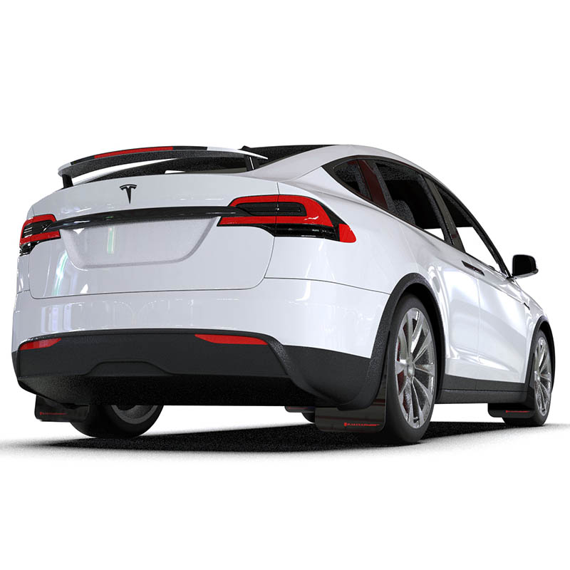 RallyArmor | Black UR Mud Flap Logo Rouge - Tesla Model X / X Plaid 2022-2023