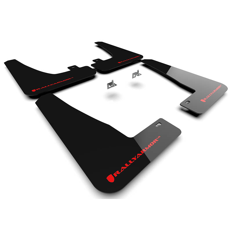 RallyArmor | Black UR Mud Flap Logo Rouge - Tesla Model X / X Plaid 2022-2023