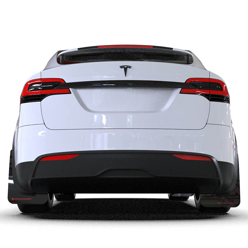 RallyArmor | Black UR Mud Flap Logo Rouge - Tesla Model X / X Plaid 2022-2023