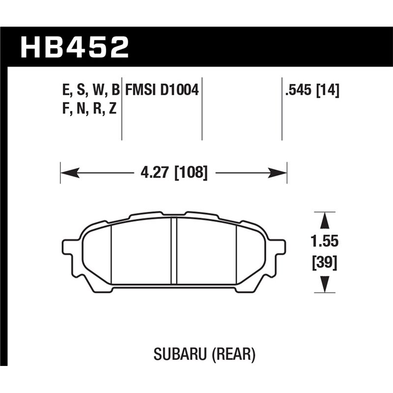 Hawk | HPS - Plaquettes Freins Arrière - SUBARU
