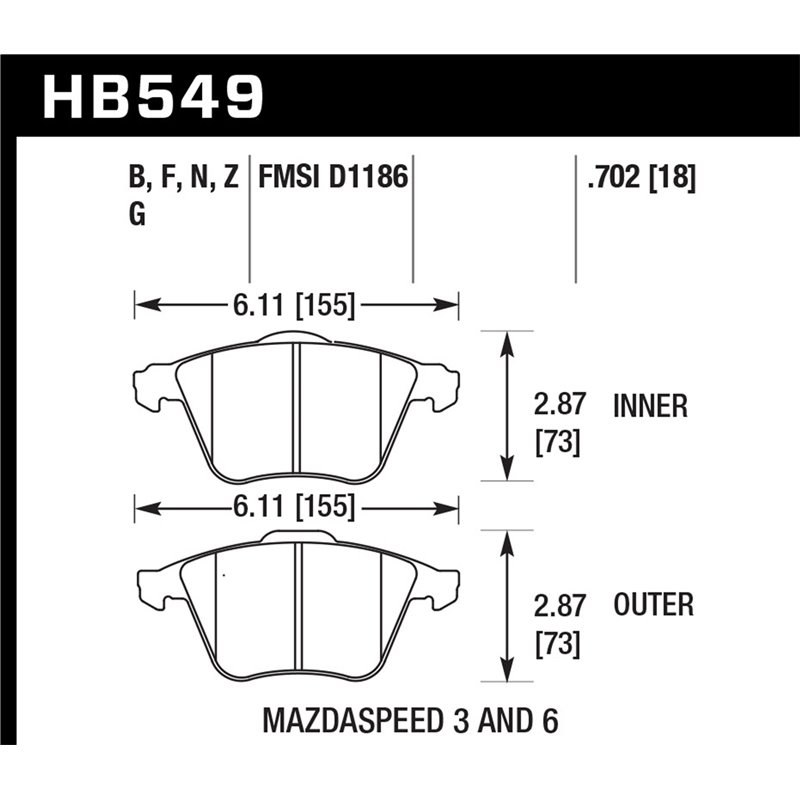 Hawk | HP Plus - Plaquettes Freins Avant - Mazdaspeed3-6 / Volvo