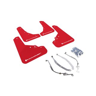 Rallyarmor | Red Mud flap White Logo - Fiat 500 / Abarth 2012-2018 RallyArmor Mud Flaps