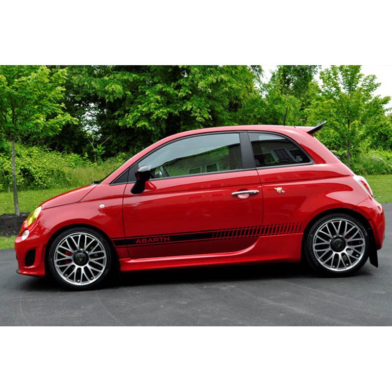 Rallyarmor | Red Mud flap White Logo - Fiat 500 / Abarth 2012-2018 RallyArmor Mud Flaps