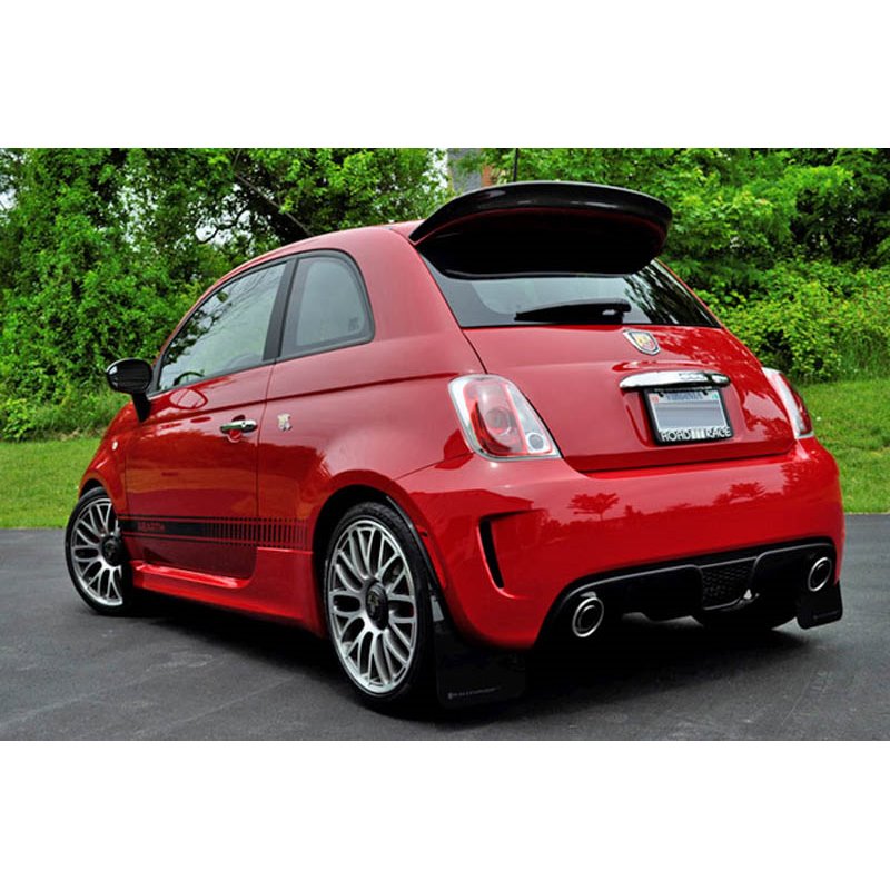 Rallyarmor | Red Mud flap White Logo - Fiat 500 / Abarth 2012-2018 RallyArmor Mud Flaps