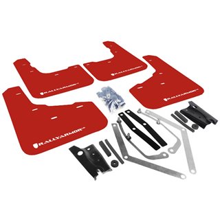 RallyArmor | Red Mud Flaps White Logo - Fiesta ST 2014-2019 RallyArmor Mud Flaps