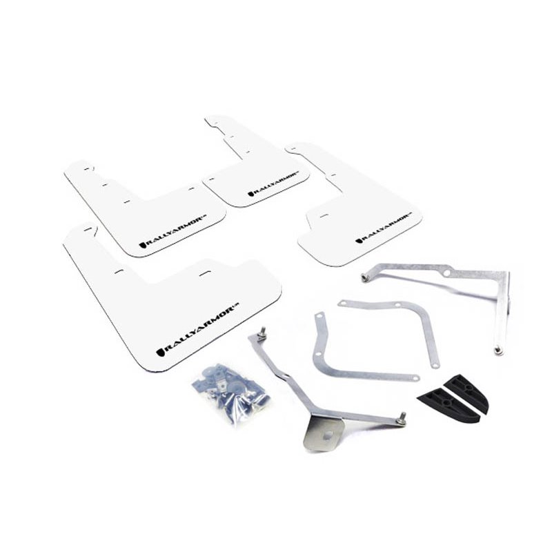 RallyArmor | White Mud Flap Black Logo - WRX / STI 2015-2021 RallyArmor Mud Flaps