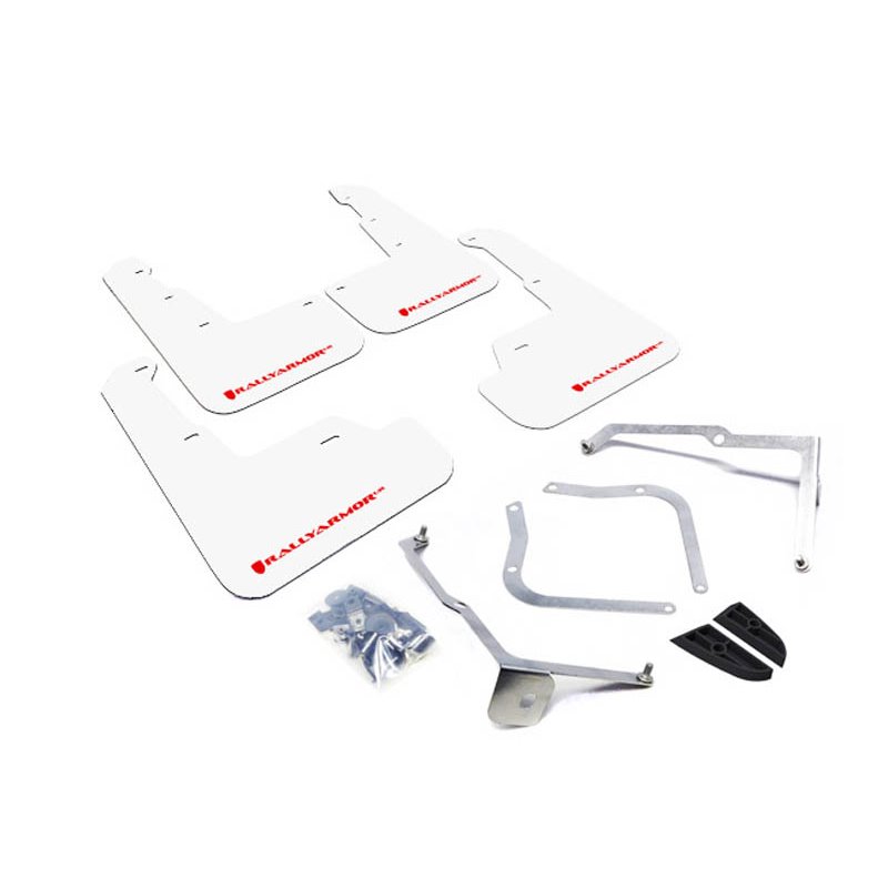 RallyArmor | White Mud Flap Red Logo - WRX / STI 2015-2021 RallyArmor Mud Flaps