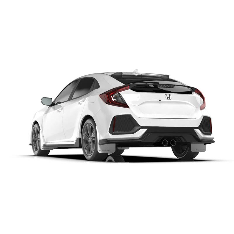 RallyArmor | White Mud flap Black logo - Civic Sport / Sport Touring Hatch 2017-2021 RallyArmor Mud Flaps