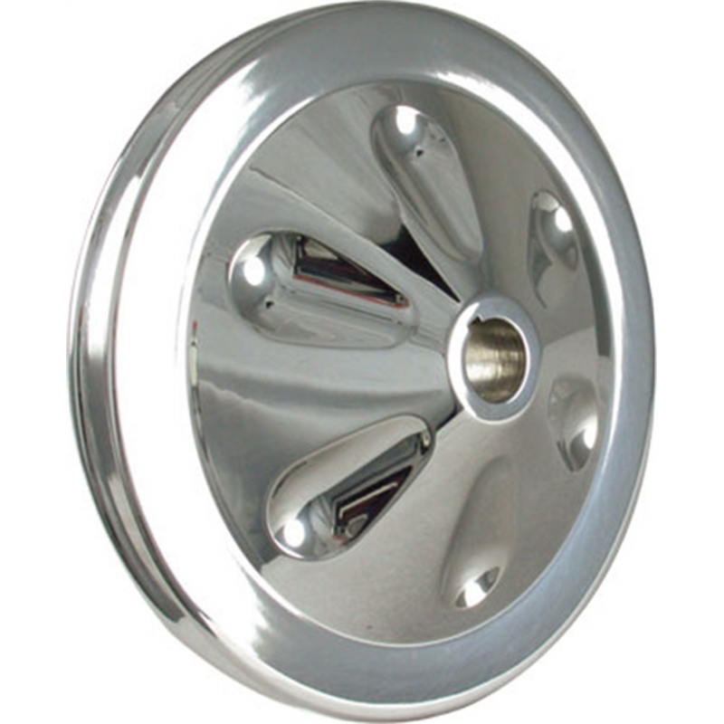 Borgeson | Power Steering Pump Pulley; 4-5/8in. Diameter; Polished; 1-Row; Keyway Borgeson Engine Components