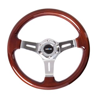 NRG | Classic 330mm Wood Grain Steering Wheel - Chrome NRG Innovations Steering Wheels