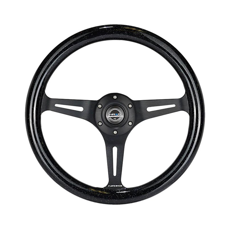 NRG | Classic 350mm 1.5" Deep Dish Wood Grain Steering Wheel - Black / Black Sparkled Color