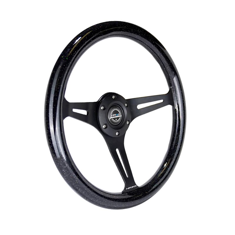 NRG | Classic 350mm 1.5" Deep Dish Wood Grain Steering Wheel - Black / Black Sparkled Color NRG Innovations Steering Wheels