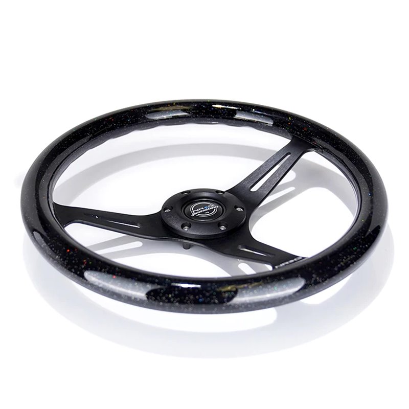 NRG | Classic 350mm 1.5" Deep Dish Wood Grain Steering Wheel - Black / Black Sparkled Color NRG Innovations Steering Wheels