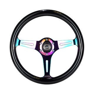 NRG | Classic 350mm 1.5" Deep Dish Wood Grain Steering Wheel - Neochrome / Black NRG Innovations Steering Wheels