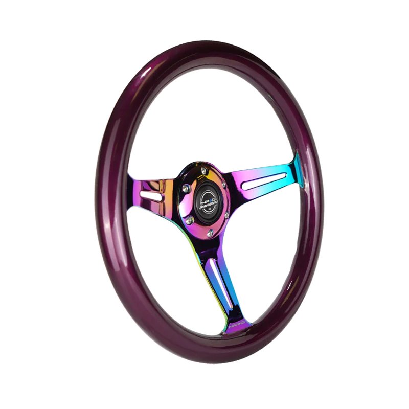 NRG | Classic 350mm 1.5" Deep Dish Wood Grain Steering Wheel - Neochrome / Purple Pearl NRG Innovations Steering Wheels