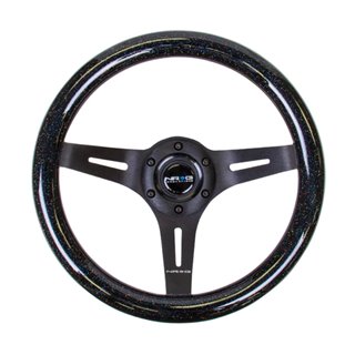 NRG | Classic 310mm Wood Grain Steering Wheel - Black Sparkled Color / Black