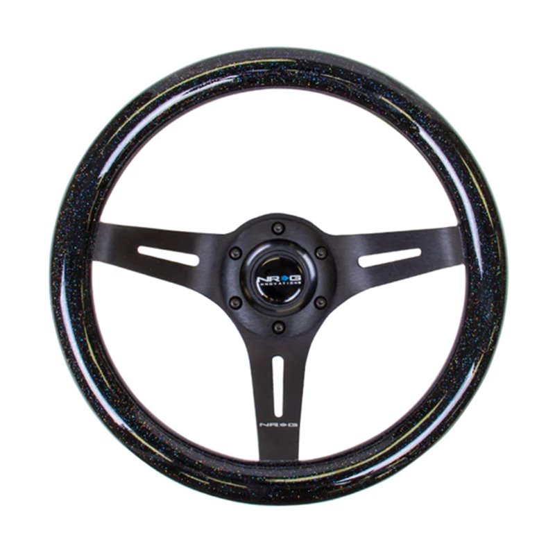 NRG | Classic 310mm Wood Grain Steering Wheel - Black Sparkled Color / Black