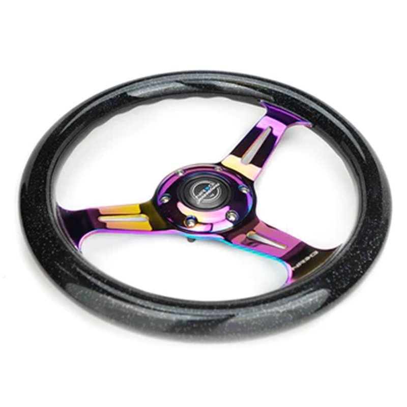 NRG | Classic 310mm Wood Grain Steering Wheel - Black / Neochrome