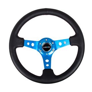 NRG | Reinforced 350mm 3" Deep Dish Leather Steering Wheel - Blue NRG Innovations Steering Wheels
