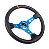 NRG | Reinforced 350mm 3" Deep Dish Leather Steering Wheel - Blue w/ Yellow Center Mark NRG Innovations Steering Wheels