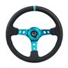 NRG | Reinforced 350mm 3" Deep Dish Leather Steering Wheel - Teal w/ Teal Center Mark NRG Innovations Steering Wheels