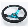 NRG | Reinforced 350mm 3" Deep Dish Leather Steering Wheel - Teal w/ Teal Center Mark NRG Innovations Steering Wheels