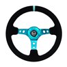 NRG | Reinforced 350mm 3" Deep Dish Suede Steering Wheel - Teal w/ Teal Center Mark