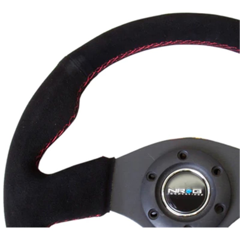 NRG | Reinforced 320mm 1" Deep Dish Racing Steering Wheel - Suede w/ Red Stiching NRG Innovations Steering Wheels