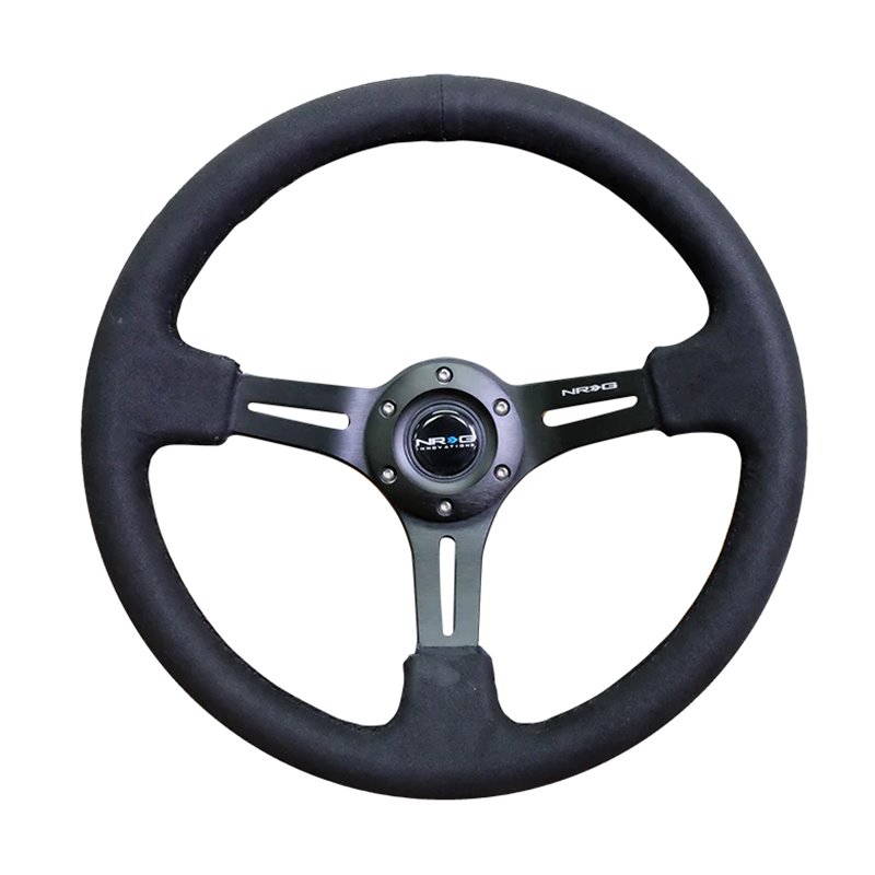 NRG | Reinforced 350mm 3" Deep Dish Slit Leather Steering Wheel - Neochrome w/ Black Stiching NRG Innovations Steering Wheels