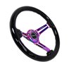 NRG | Reinforced 350mm 3" Deep Dish Slit Wood Grain Steering Wheel - Black / Neochrome