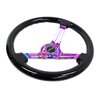 NRG | Reinforced 350mm 3" Deep Dish Slit Wood Grain Steering Wheel - Black / Neochrome