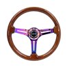 NRG | Reinforced 350mm 3" Deep Dish Slit Wood Grain Steering Wheel - Brown / Neochrome