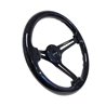 NRG | Reinforced 350mm 3" Deep Dish Slit Wood Grain Steering Wheel - Black Sparkled Color / Black