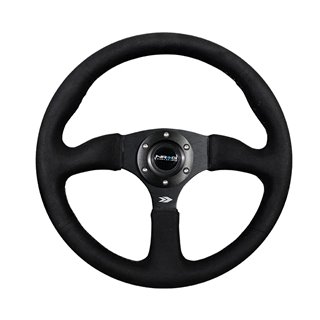 NRG | Reinforced 350mm 2" Deep Dish Comfort Grip Steering Wheel - Black / Alcantara