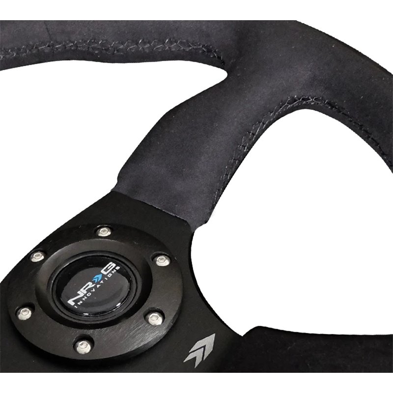 NRG | Reinforced 350mm 2" Deep Dish Comfort Grip Steering Wheel - Black / Alcantara