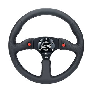 NRG | Reinforced 350mm 2" Deep Dish Comfort Grip Steering Wheel - Black / Leather w/ Dual Button NRG Innovations Steering Wheels