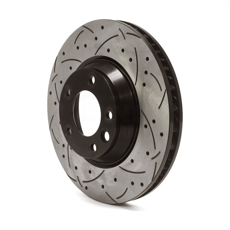 DS-One | Coated Slotted Drilled Disc Brake Rotor - Front Left - Q7 / 911 / Cayenne / Touareg 2003-2015