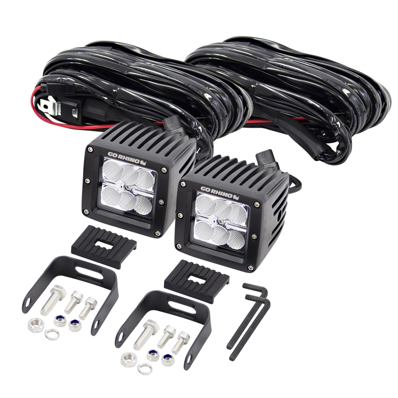 Go Rhino | Go Rhino LED Lighting - Pair of 3" LED Cube Lights Go Rhino Off-Road Lights