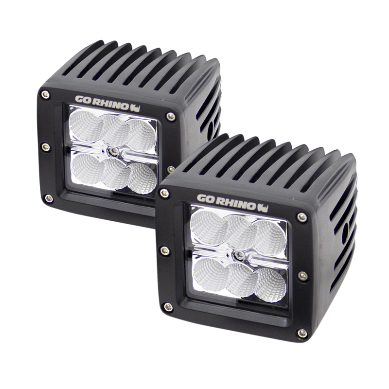 Go Rhino | Go Rhino LED Lighting - Pair of 3" LED Cube Lights Go Rhino Off-Road Lights