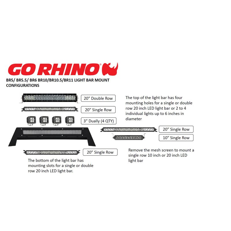 Go Rhino | BR5 Light Mount Bar - Ram 1500 / Classic 2013-2019 Go Rhino Accessory Lighting