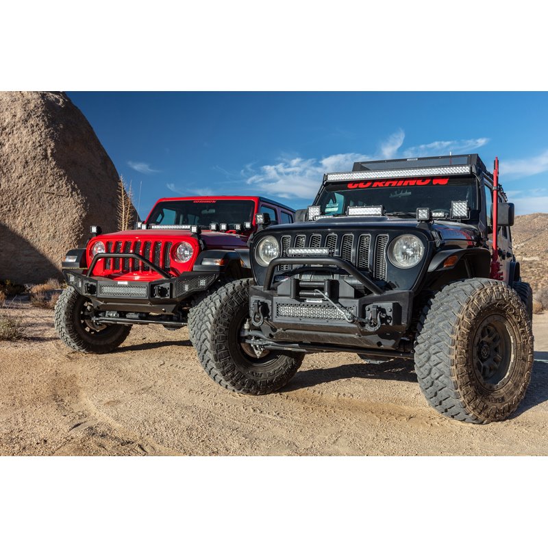 Go Rhino | Rockline Winch-Ready Front Stubby Bumper w/ Overrider - Gladiator / Wrangler (JK) / Wrangler (JL) 2007-2020 Go Rhi...