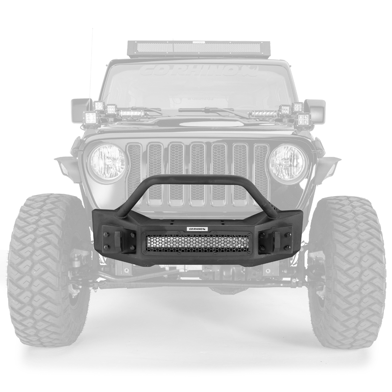 Go Rhino | Rockline Winch-Ready Front Stubby Bumper w/ Overrider - Gladiator / Wrangler (JK) / Wrangler (JL) 2007-2020 Go Rhi...