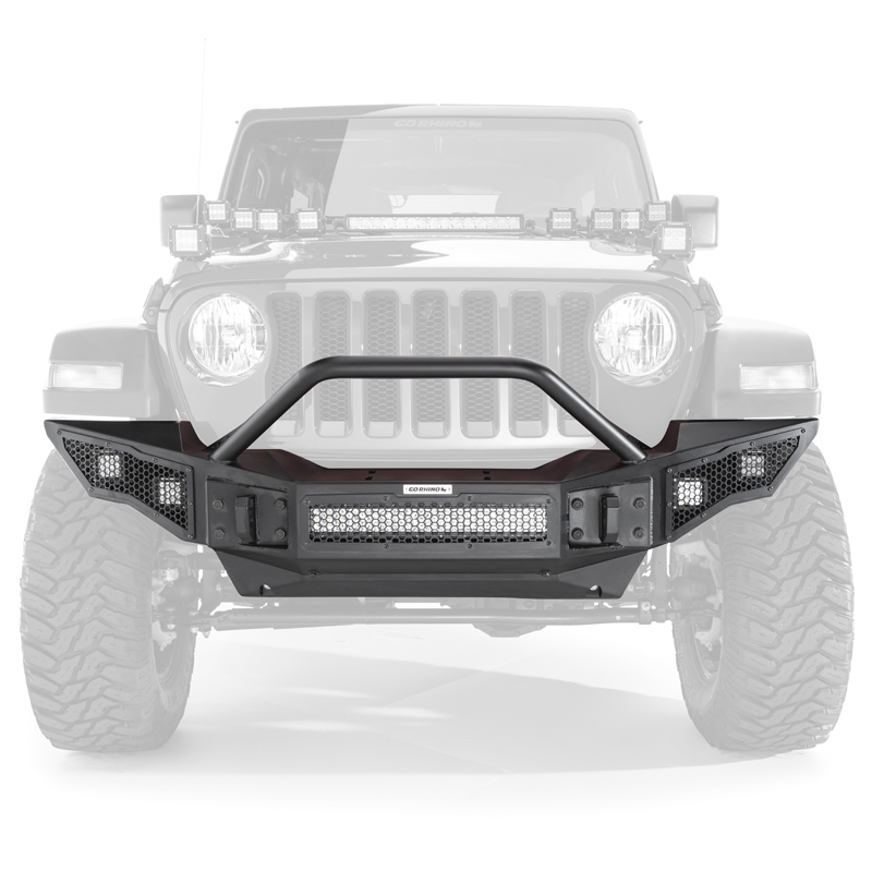 Go Rhino | Rockline Winch-Ready Full Width Bumper w/ Overrider - Gladiator / Wrangler (JK) / Wrangler (JL) 2007-2021 Go Rhino...